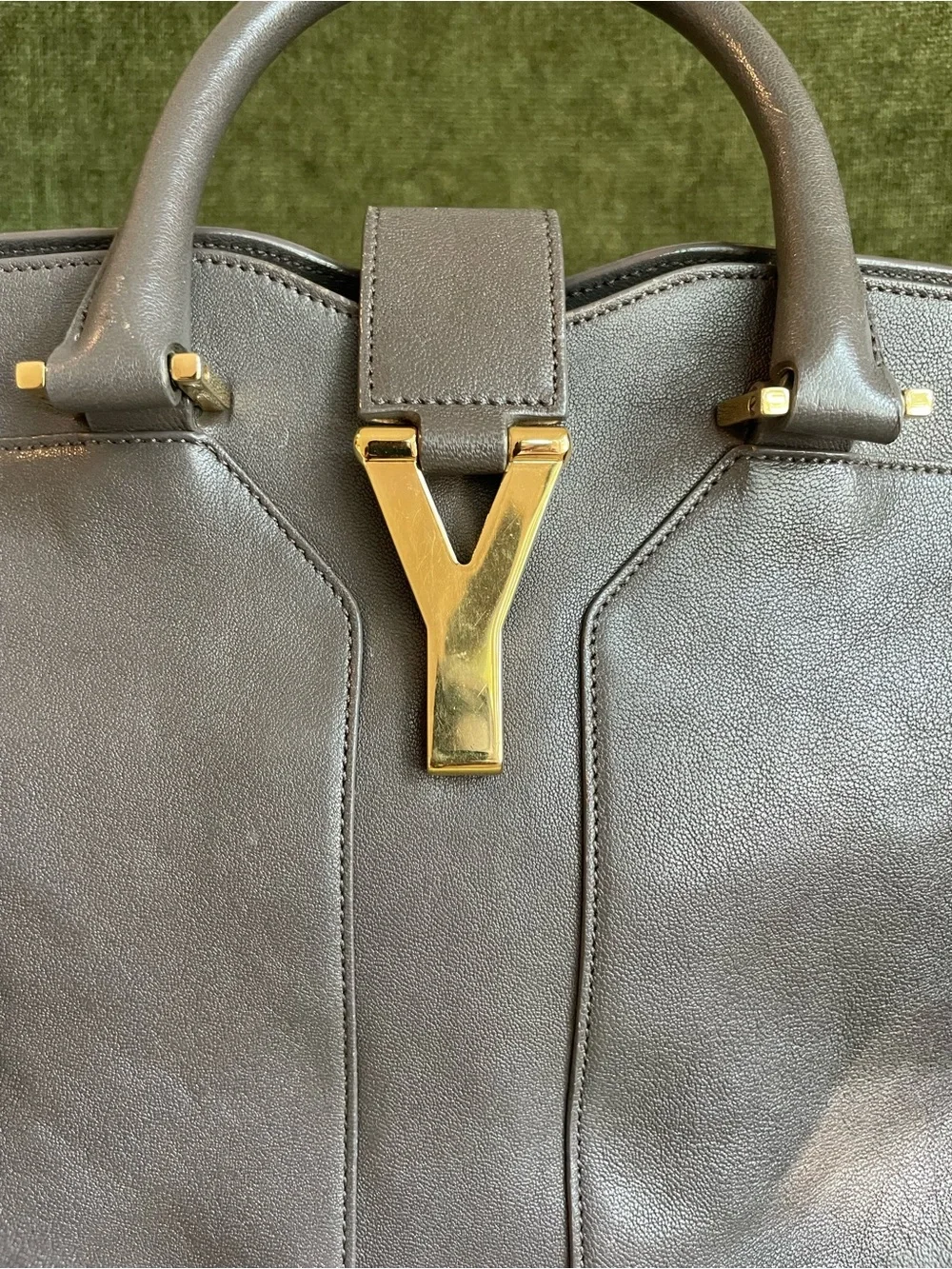 Yves Saint Laurent Grey Calfskin Leather Small Cabas